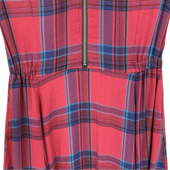 Volcom Red Plaid Short Sleeve Mini Skater Dress - Picture 9 of 14